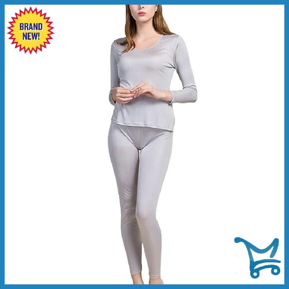 Women's Silk Thermal Underwear Set Base Layer Long Johns - Picture 5 of 7